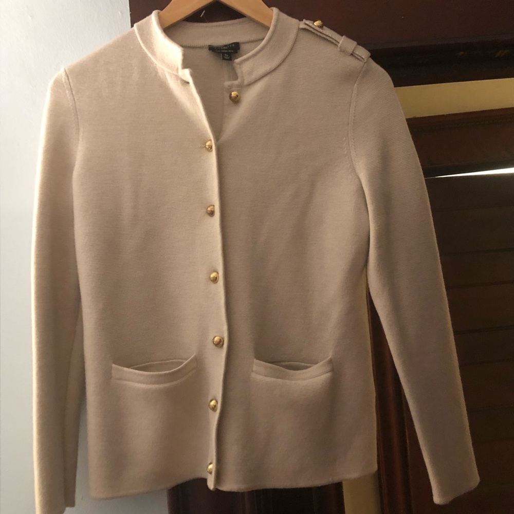 Talbots Lady White  Wool-Blend Military Button Jacket